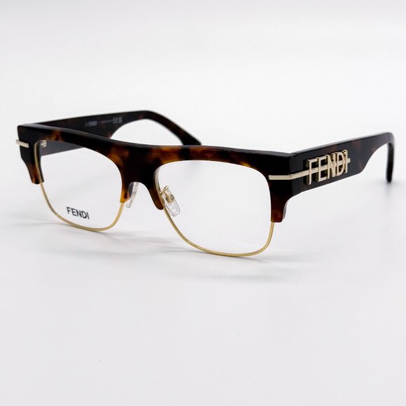 NEW FENDI FE50095U 055 UNISEX HAVANA SQUARE EYEGLASSES FENDI - Picture 2 of 10